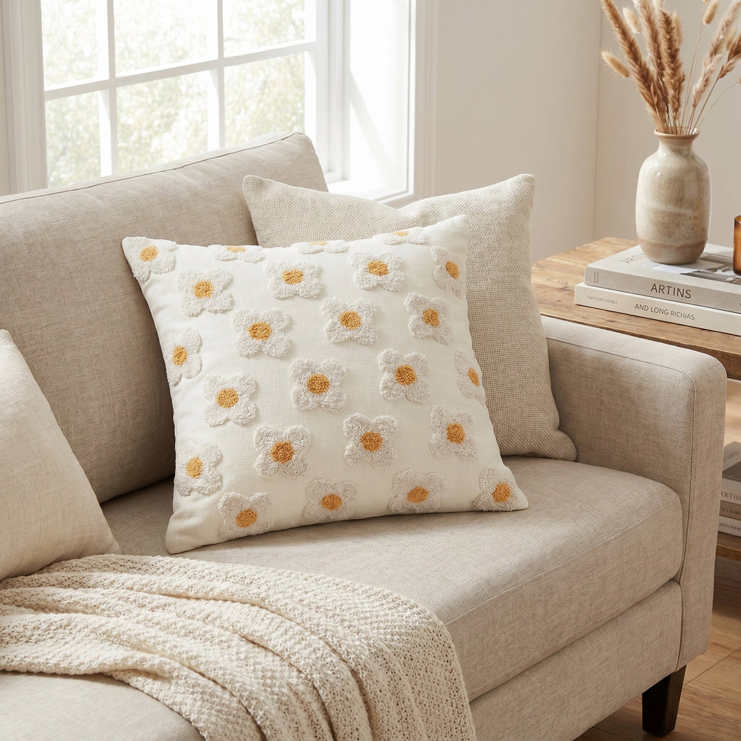 Soft Cushion Covers with Floral Pattern - Cushion Covers - Purple - Oaksoho
