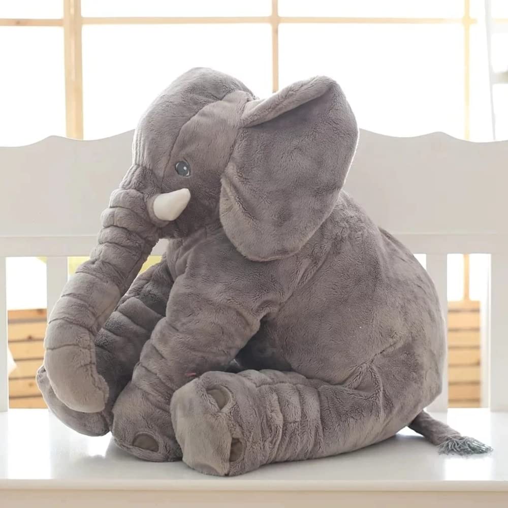 Soft Elephant Plush Toy as a Cozy Decorative Pillow - Plush Toy - Grey - Oaksoho
