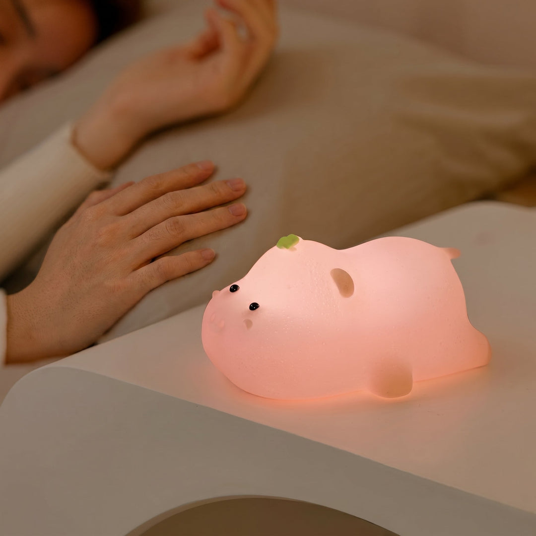 Soft LED Night Light Cute Animal Design - Night Light - Baby Hippo - Oaksoho