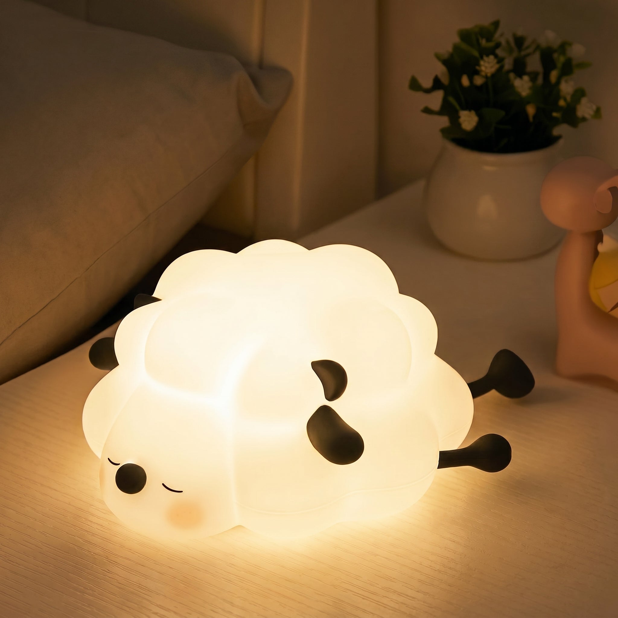 Soft LED Night Light Cute Animal Design - Night Light - Sleeping Sheep - Oaksoho
