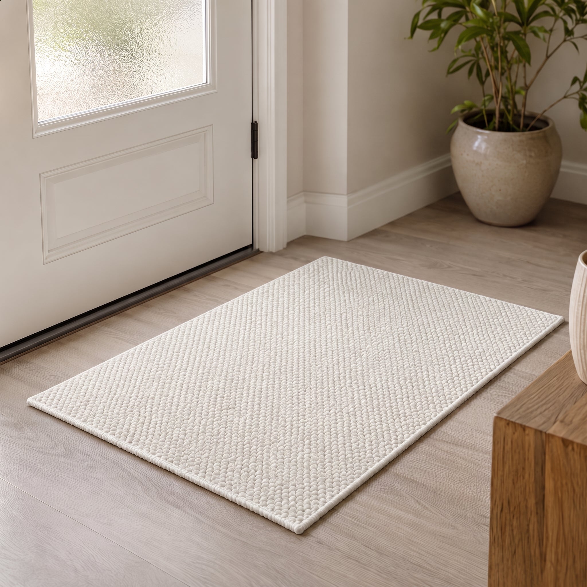 Soft Plush Bladder Texture Non-Slip Door Mat Rug - Door Mats & Rugs - White - Oaksoho