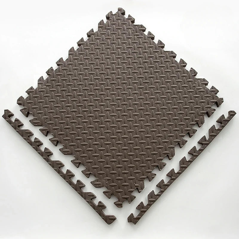 Soft Puzzle Play Mat for Children - Living Room - 10 pcs. Brown - Oaksoho