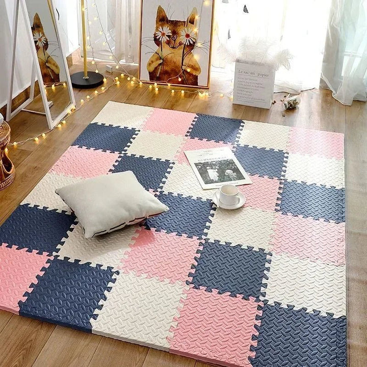 Soft Puzzle Play Mat for Children - Living Room - 10 pcs. Yellow - Oaksoho