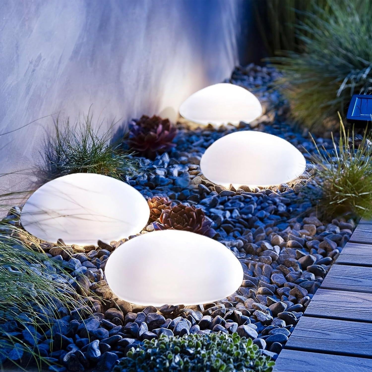 Solar Garden Light in Stone Design - Solar Light - 14.5 x 10.5 cm - Oaksoho