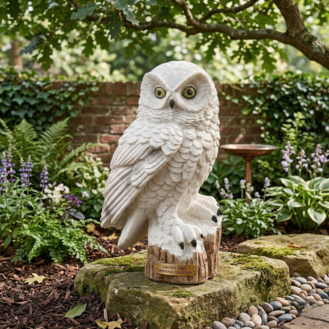 Solar Garden Light Owl with Realistic Design - Garden Light - White - Oaksoho