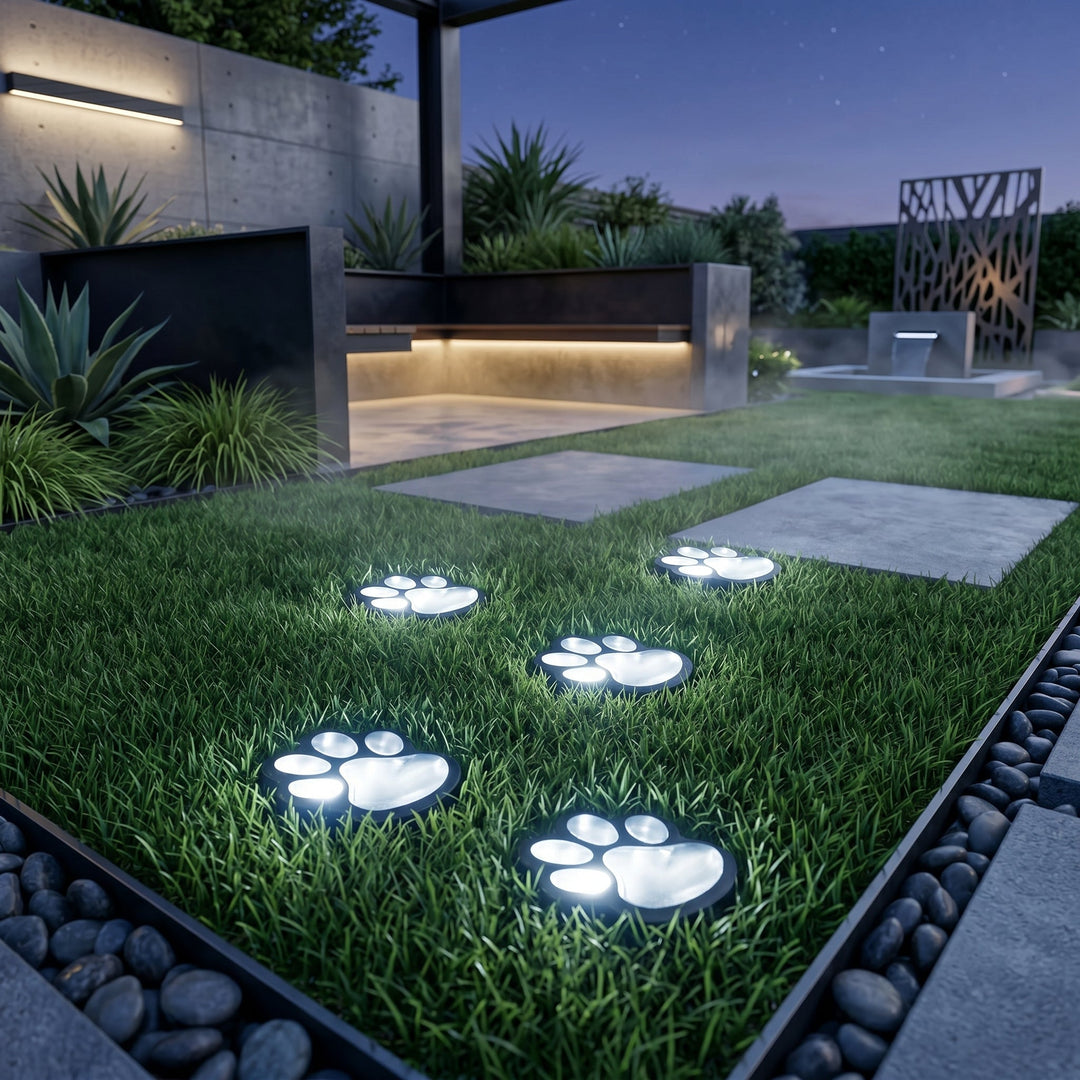 Solar LED Garden Light with Paw Print Design - Garden Light - White Light - Oaksoho