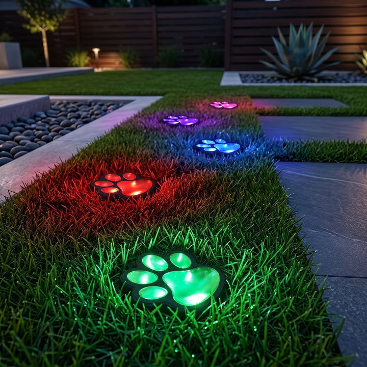 Solar LED Garden Light with Paw Print Design - Garden Light - Coloured Light - Oaksoho
