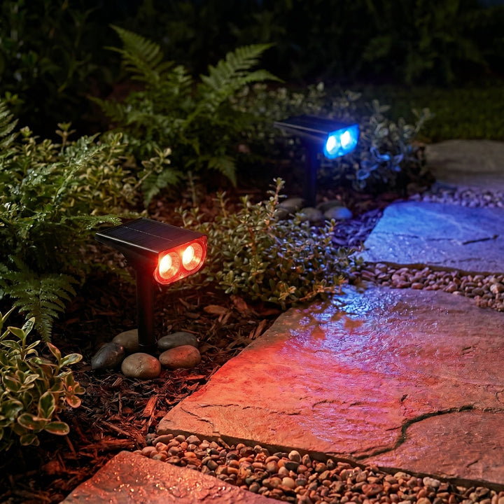 Solar LED Ground Spike Spotlight for Gardens and Pathways - Garden Light - RGB - Oaksoho