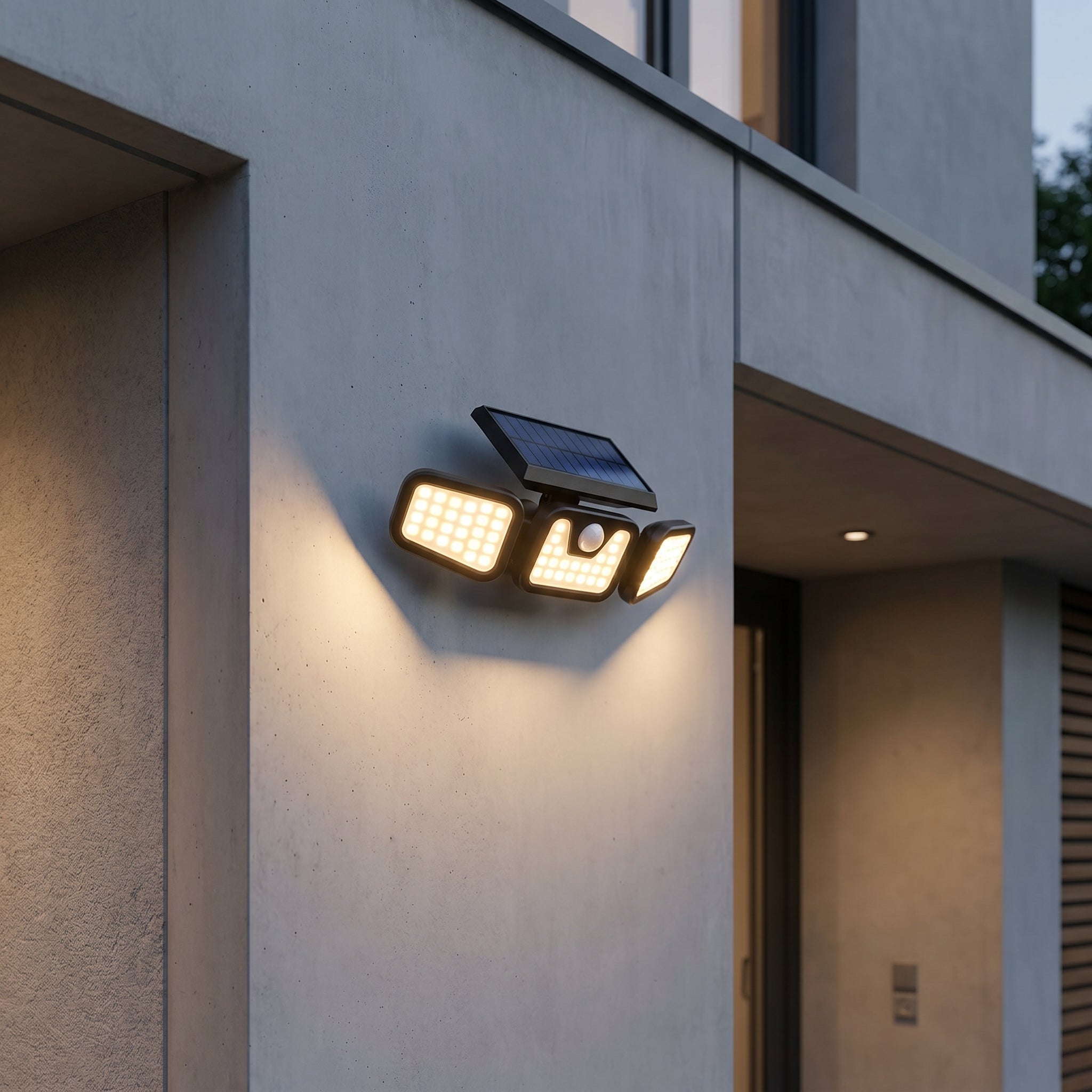 Solar - Powered 3 - Head Motion Sensor Security Light - Wall Lights - Oaksoho