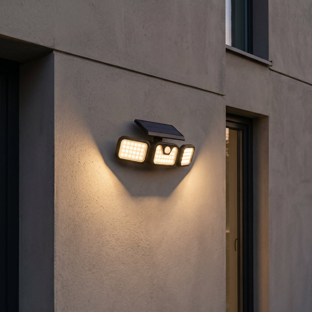 Solar - Powered 3 - Head Motion Sensor Security Light - Wall Lights - Oaksoho