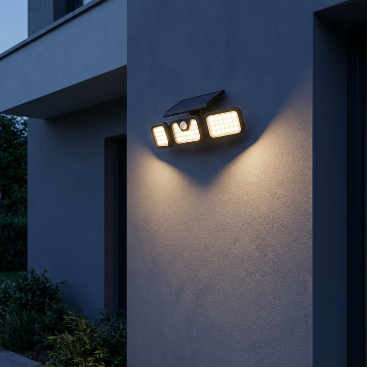 Solar - Powered 3 - Head Motion Sensor Security Light - Wall Lights - Oaksoho