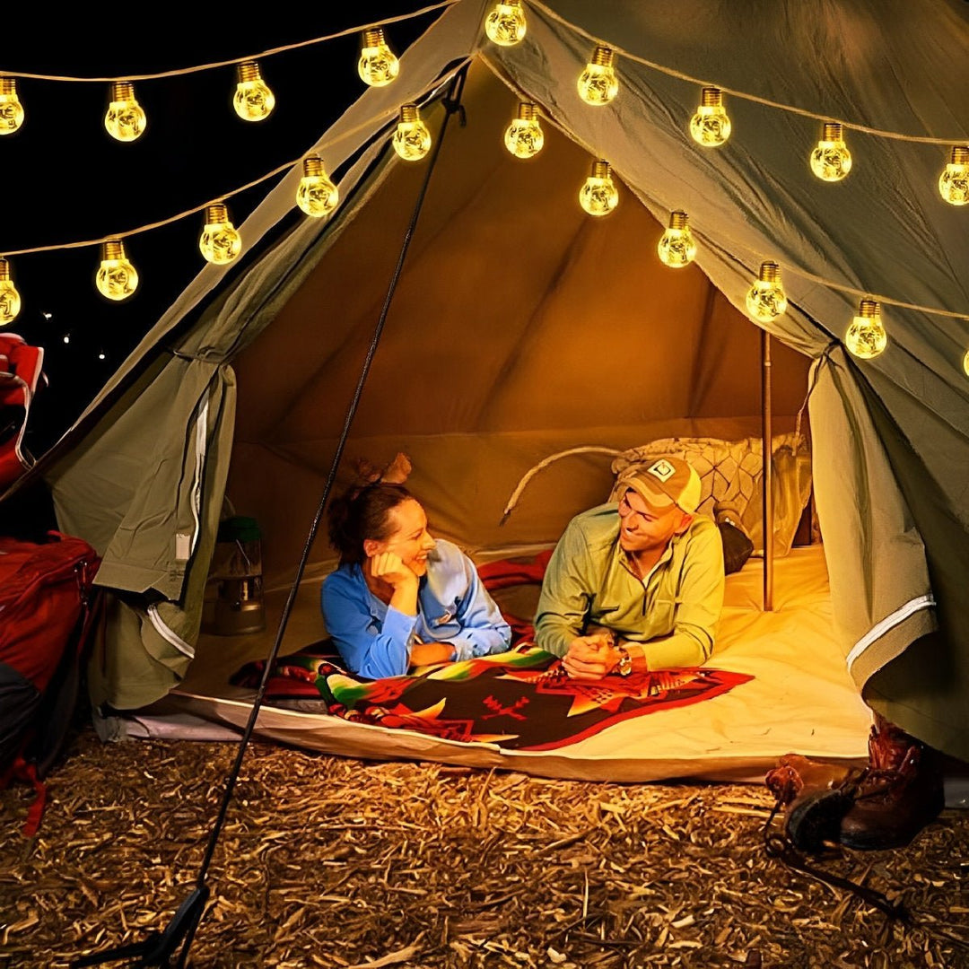 Solar String Lights Retro Bulbs Waterproof for Outdoor Use - Solar String Light - Round - Oaksoho