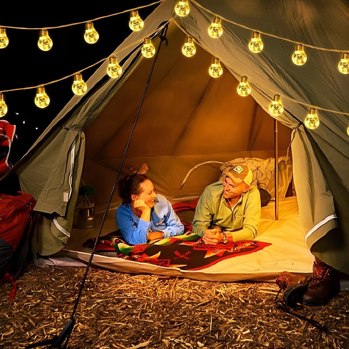 Solar String Lights Retro Bulbs Waterproof for Outdoor Use - Solar String Light - Round - Oaksoho