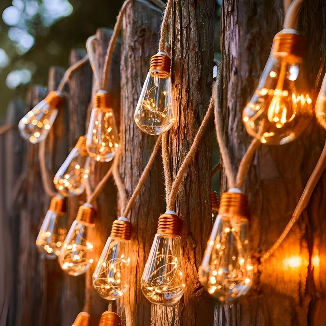 Solar String Lights Retro Bulbs Waterproof for Outdoor Use - Solar String Light - Oval - Oaksoho