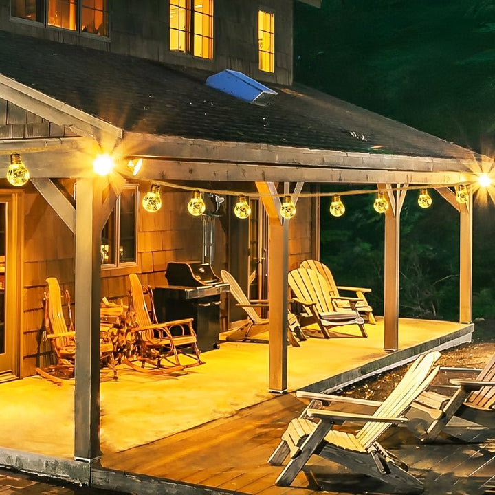 Solar String Lights Retro Bulbs Waterproof for Outdoor Use - Solar String Light - Round - Oaksoho