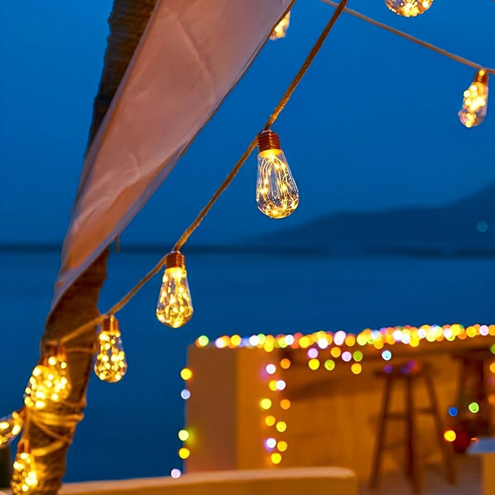 Solar String Lights Retro Bulbs Waterproof for Outdoor Use - Solar String Light - Oval - Oaksoho