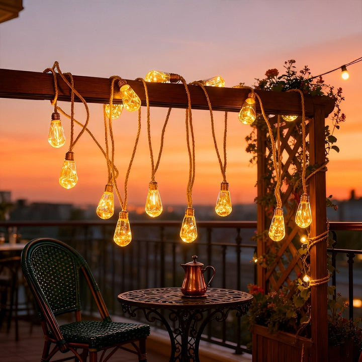 Solar String Lights Retro Bulbs Waterproof for Outdoor Use - Solar String Light - Oval - Oaksoho