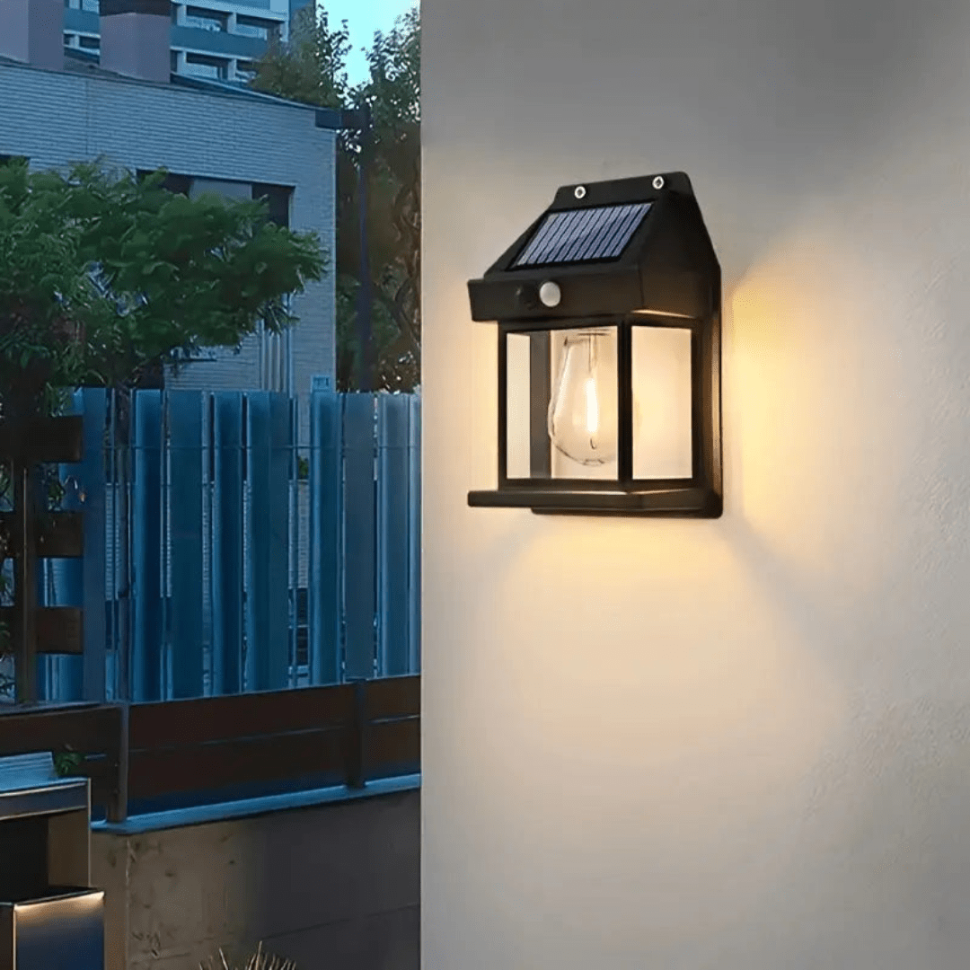 Solar Wall Light Outdoor with Integrated Motion Sensor - Wall Lights - Black - Oaksoho
