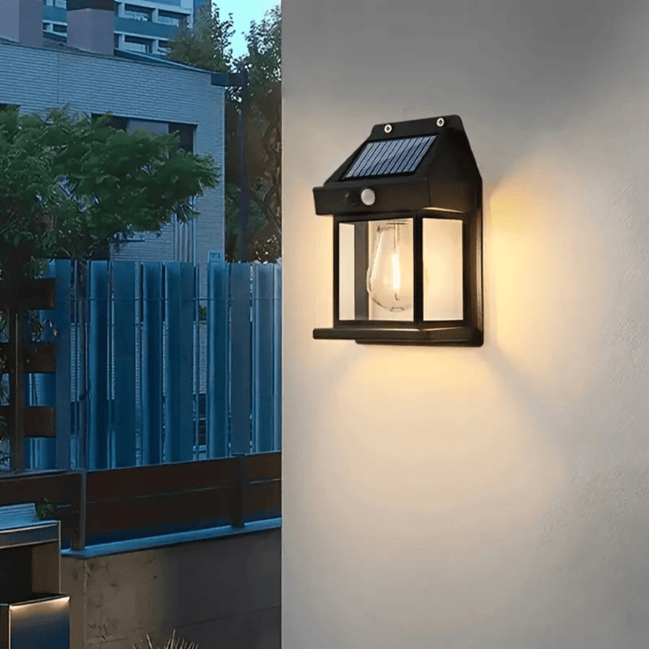Solar Wall Light Outdoor with Integrated Motion Sensor - Wall Lights - Black - Oaksoho