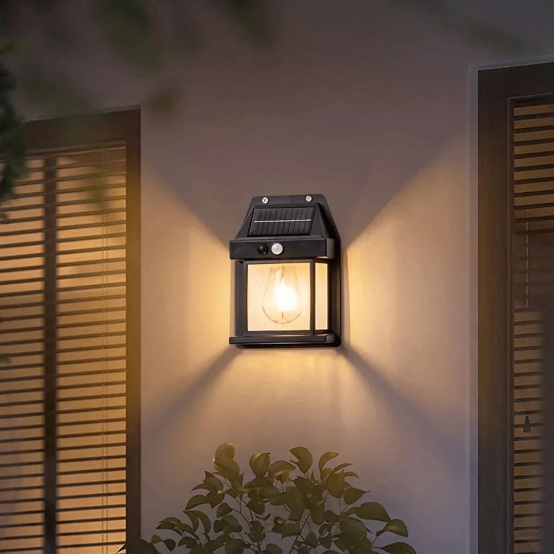 Solar Wall Light Outdoor with Integrated Motion Sensor - Wall Lights - Black - Oaksoho
