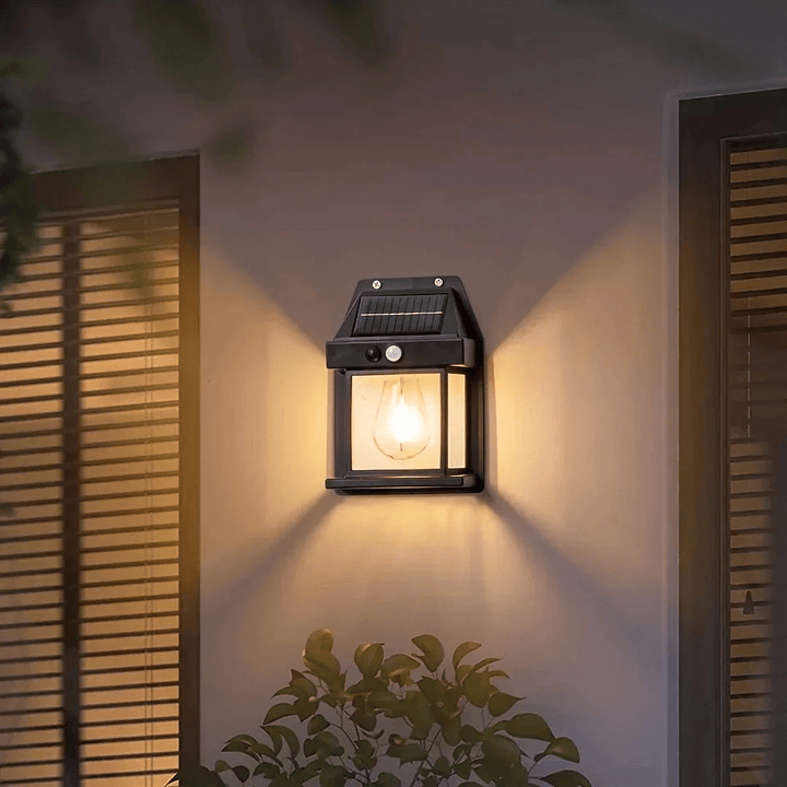 Solar Wall Light Outdoor with Integrated Motion Sensor - Wall Lights - Black - Oaksoho
