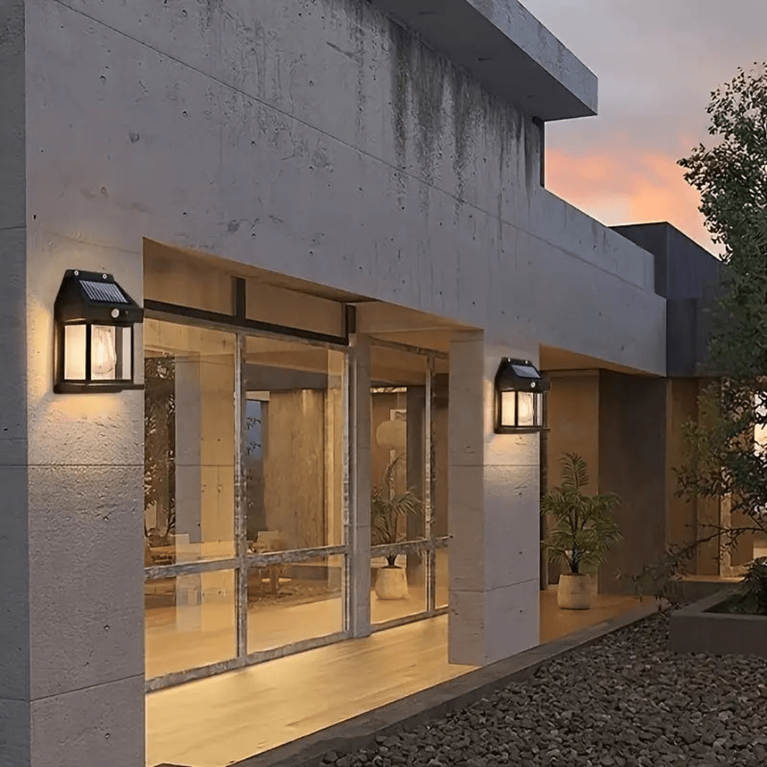Solar Wall Light Outdoor with Integrated Motion Sensor - Wall Lights - Black - Oaksoho