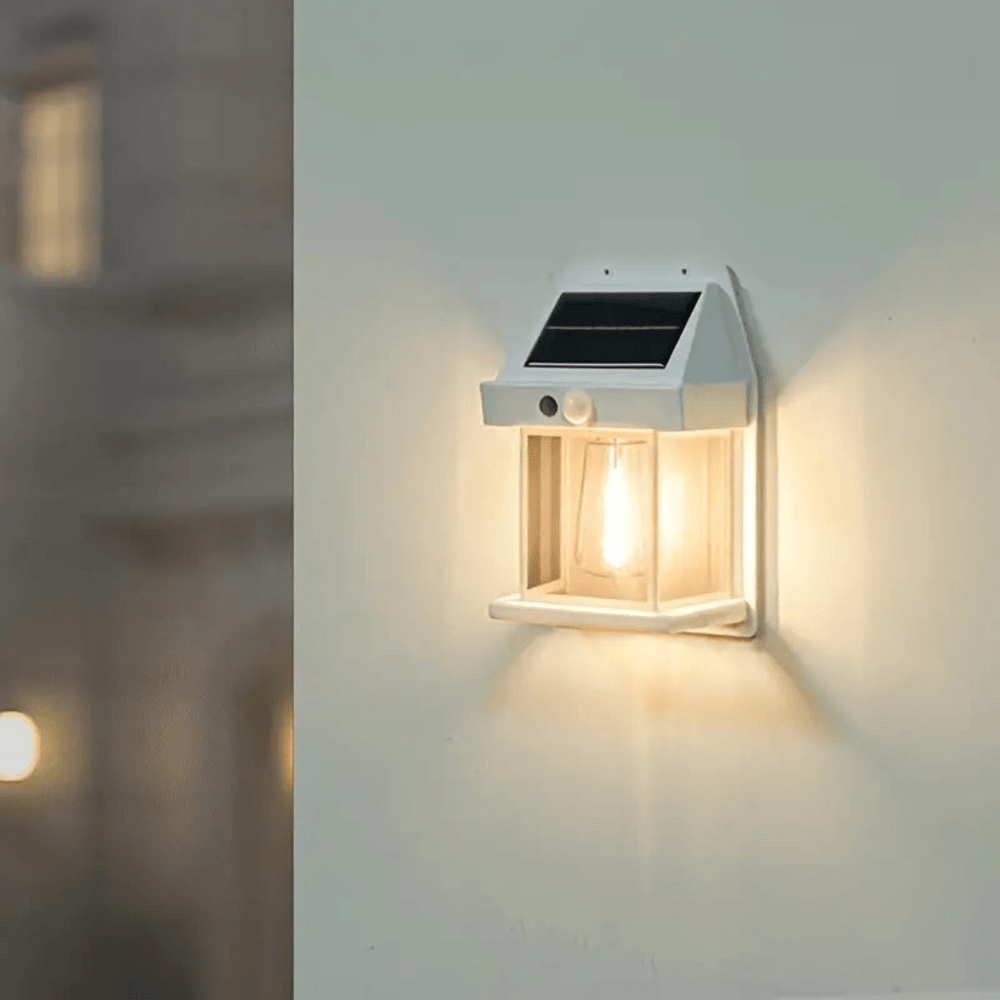Solar Wall Light Outdoor with Integrated Motion Sensor - Wall Lights - White - Oaksoho