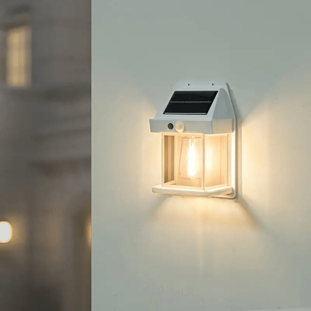 Solar Wall Light Outdoor with Integrated Motion Sensor - Wall Lights - White - Oaksoho