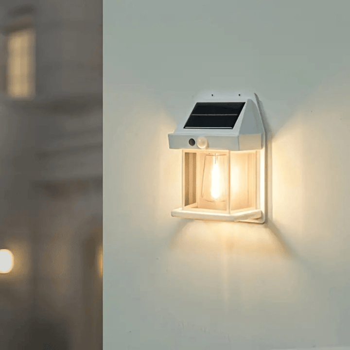 Solar Wall Light Outdoor with Integrated Motion Sensor - Wall Lights - White - Oaksoho
