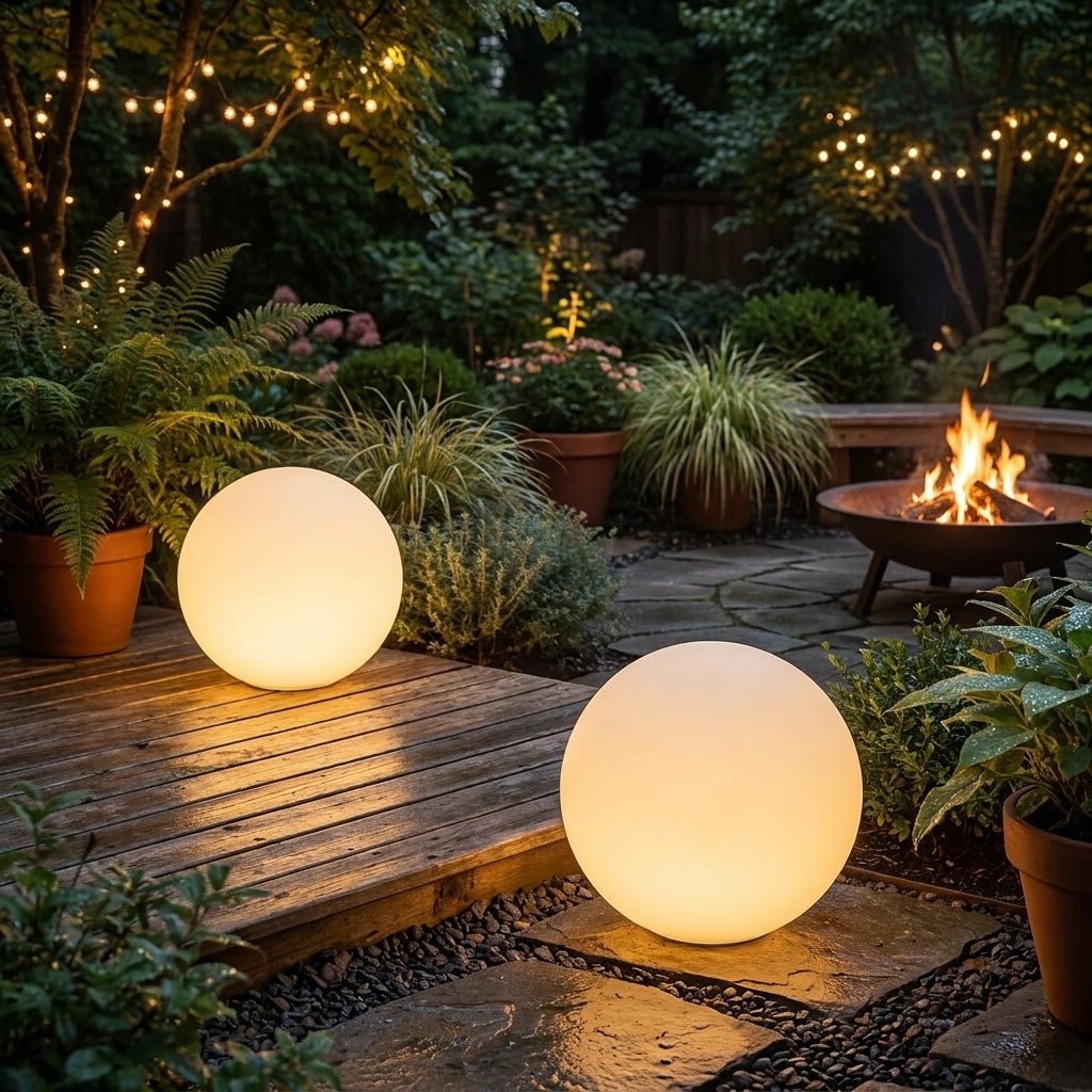 Spherical White Solar LED Garden Light - Solar Garden Light - Small (20 cm) - Oaksoho