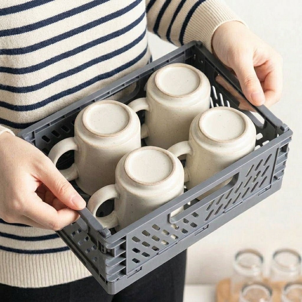 Stackable Foldable storage box for indoor and outdoor use - Storage Box - Grey - Oaksoho