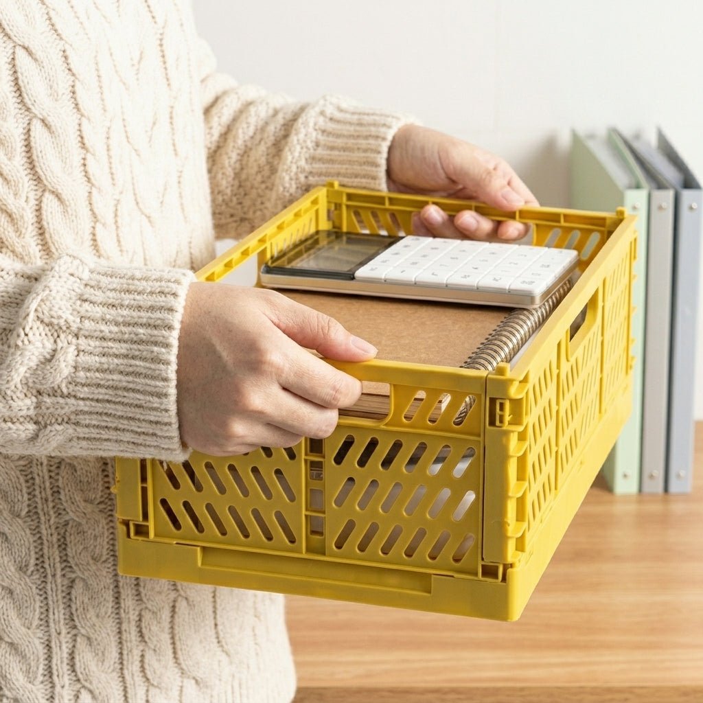 Stackable Foldable storage box for indoor and outdoor use - Storage Box - Yellow - Oaksoho