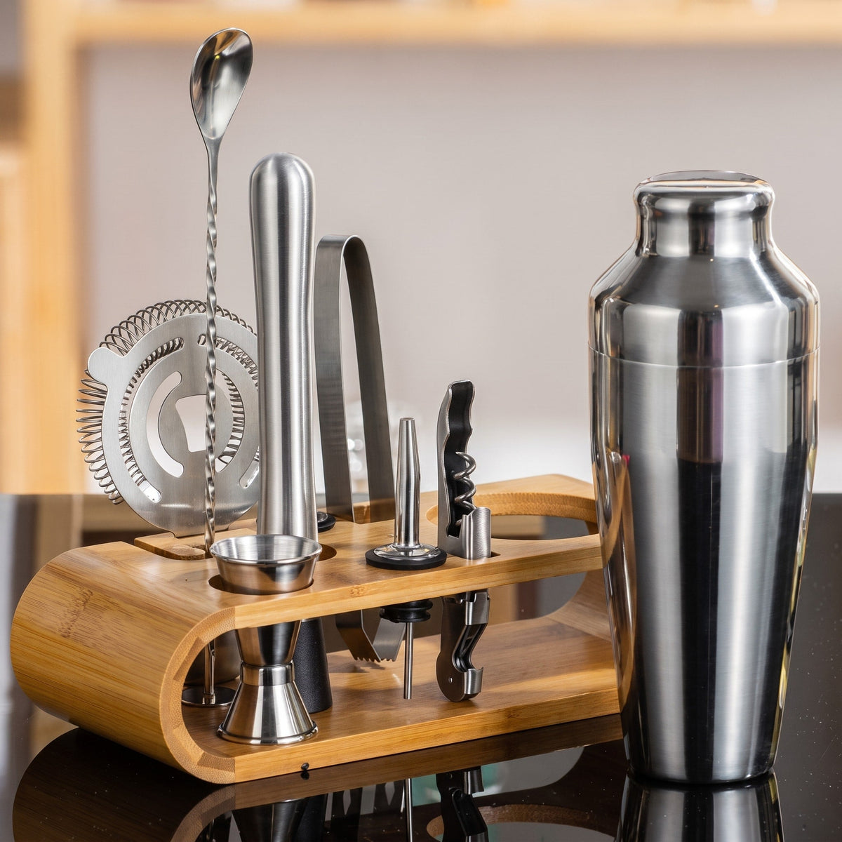 Stainless Steel Cocktail Shaker Bar Tool Set - Cocktail & Barware Tool Sets - Silver - Oaksoho