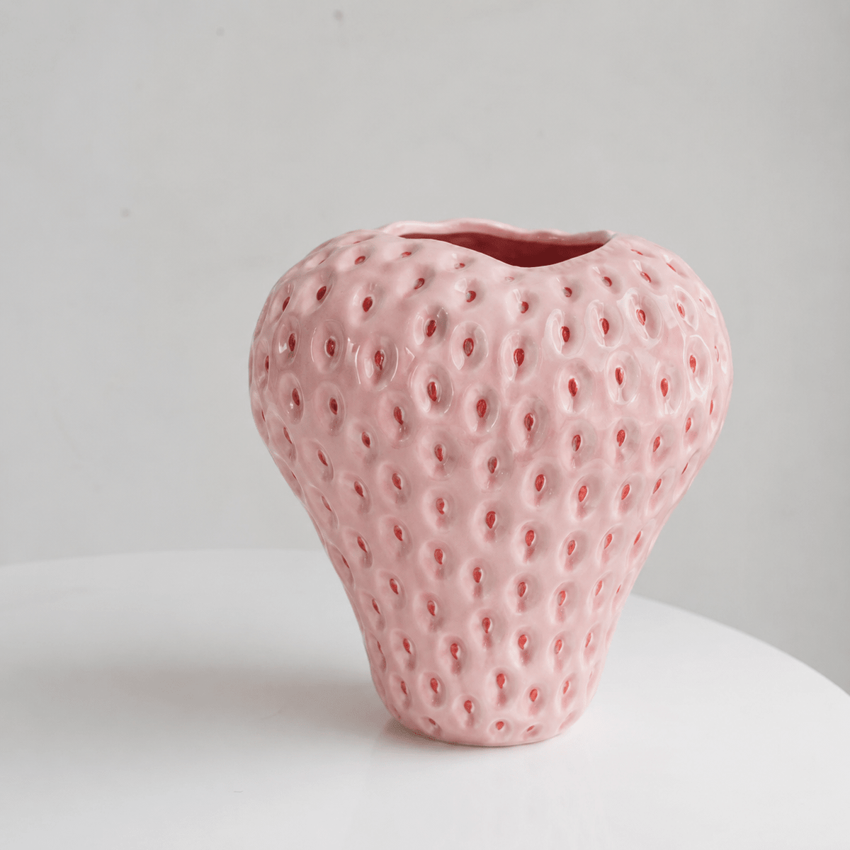 Strawberry Ceramic Vase for Flowers and Table Décor - Vases - Pink - Oaksoho
