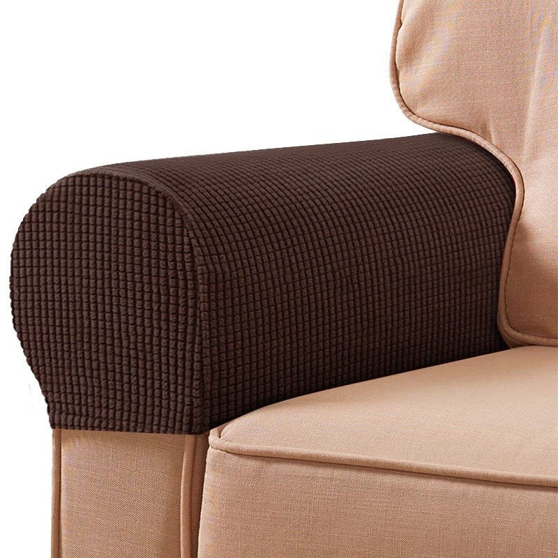 Stretchable Sofa Armrest Covers - Sofa Protector - Dark Brown - Oaksoho