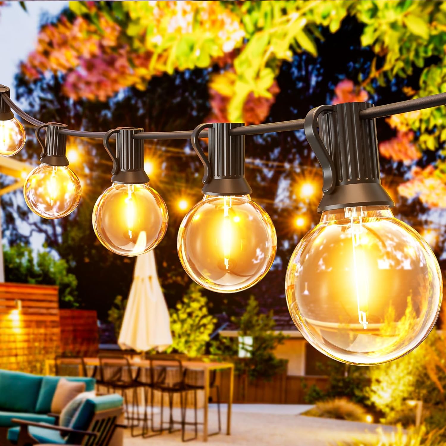 String lights with round bulbs for garden and terrace - String Lights - 15m - Oaksoho