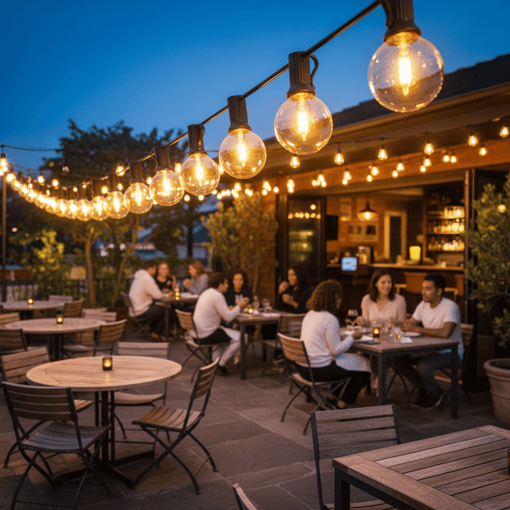 String lights with round bulbs for garden and terrace - String Lights - 30m - Oaksoho