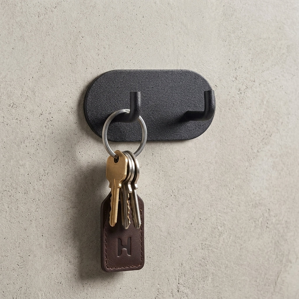 Sturdy and minimalist self - adhesive wall hook - Wall Hook - Black - Oaksoho