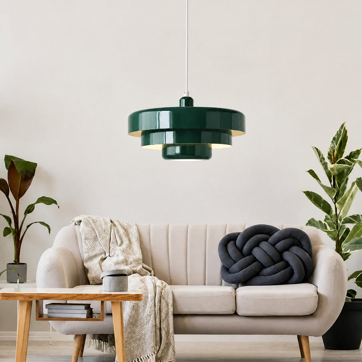 Tiered Metal Pendant Light with Layered Disc Shade Design - Pendant Light Fixtures - Green - Oaksoho