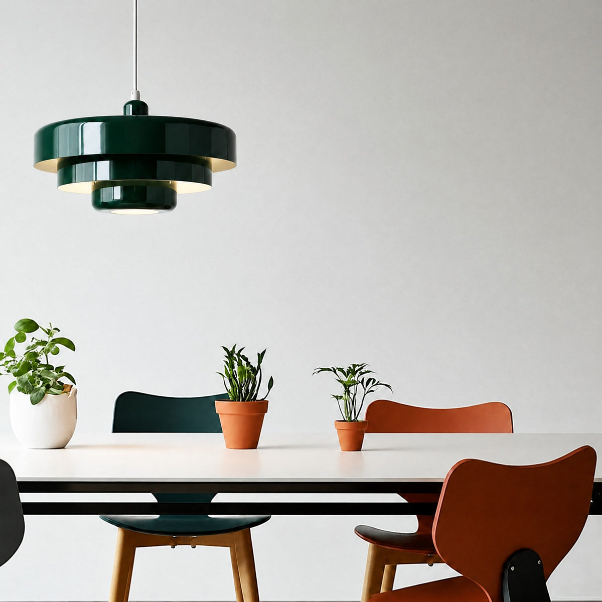 Tiered Metal Pendant Light with Layered Disc Shade Design - Pendant Light Fixtures - Green - Oaksoho