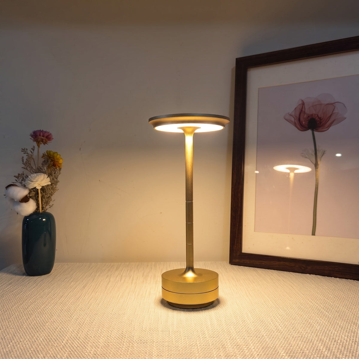 Touch Control Metal Table Lamp - Gold - Oaksoho