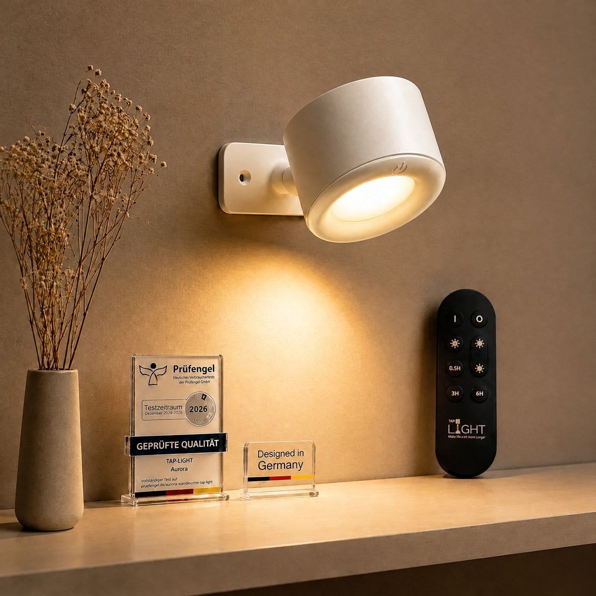 Touch Control Wall Light with Adjustable Cylinder Shade - Wall Light Fixtures - White - Oaksoho