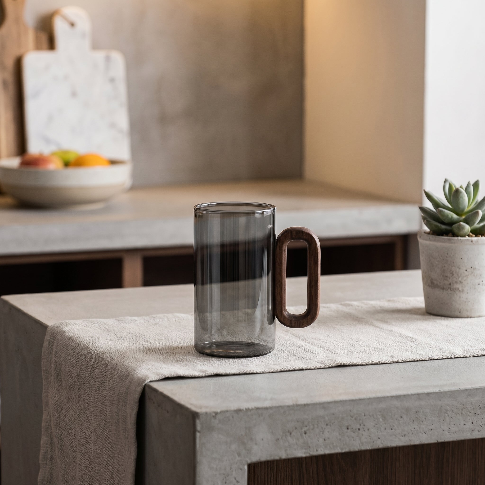 Transparent Coffee Mug with Wooden Handle - Coffee Mug - Oaksoho