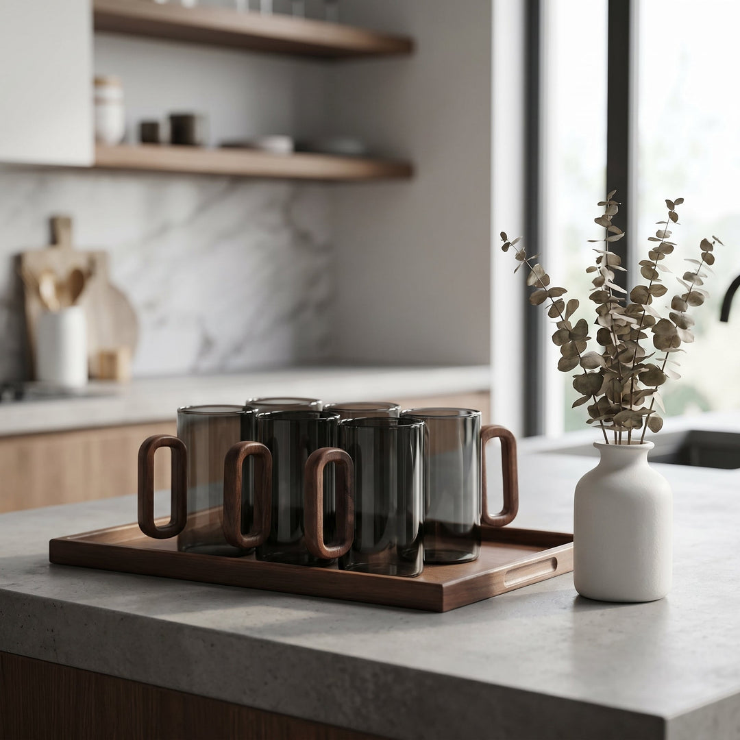 Transparent Coffee Mug with Wooden Handle - Coffee Mug - Oaksoho