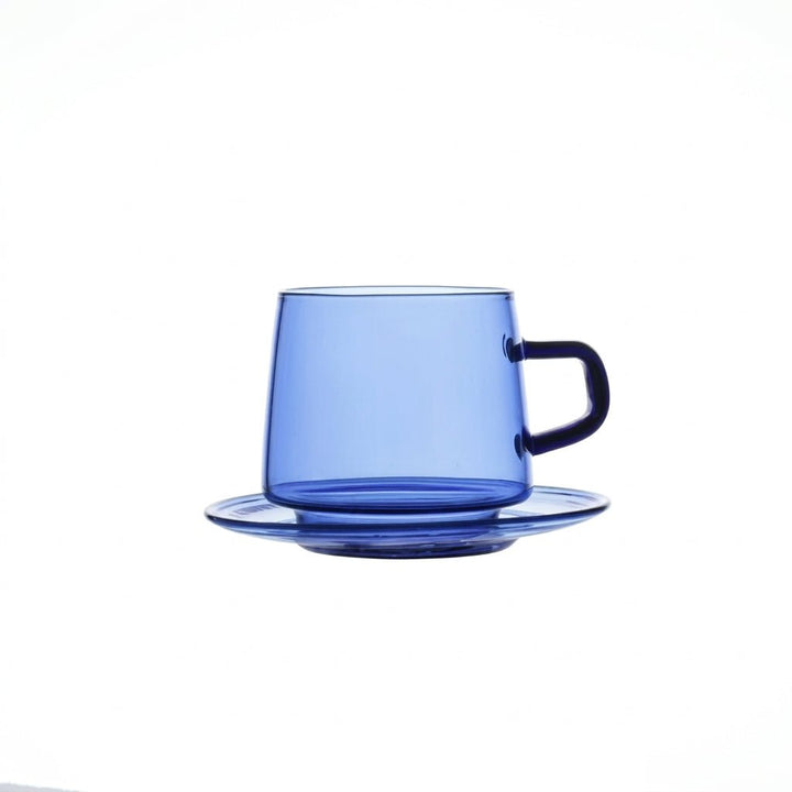 Transparent Mug with Saucer Set - Cup and Saucer - Blue - Oaksoho