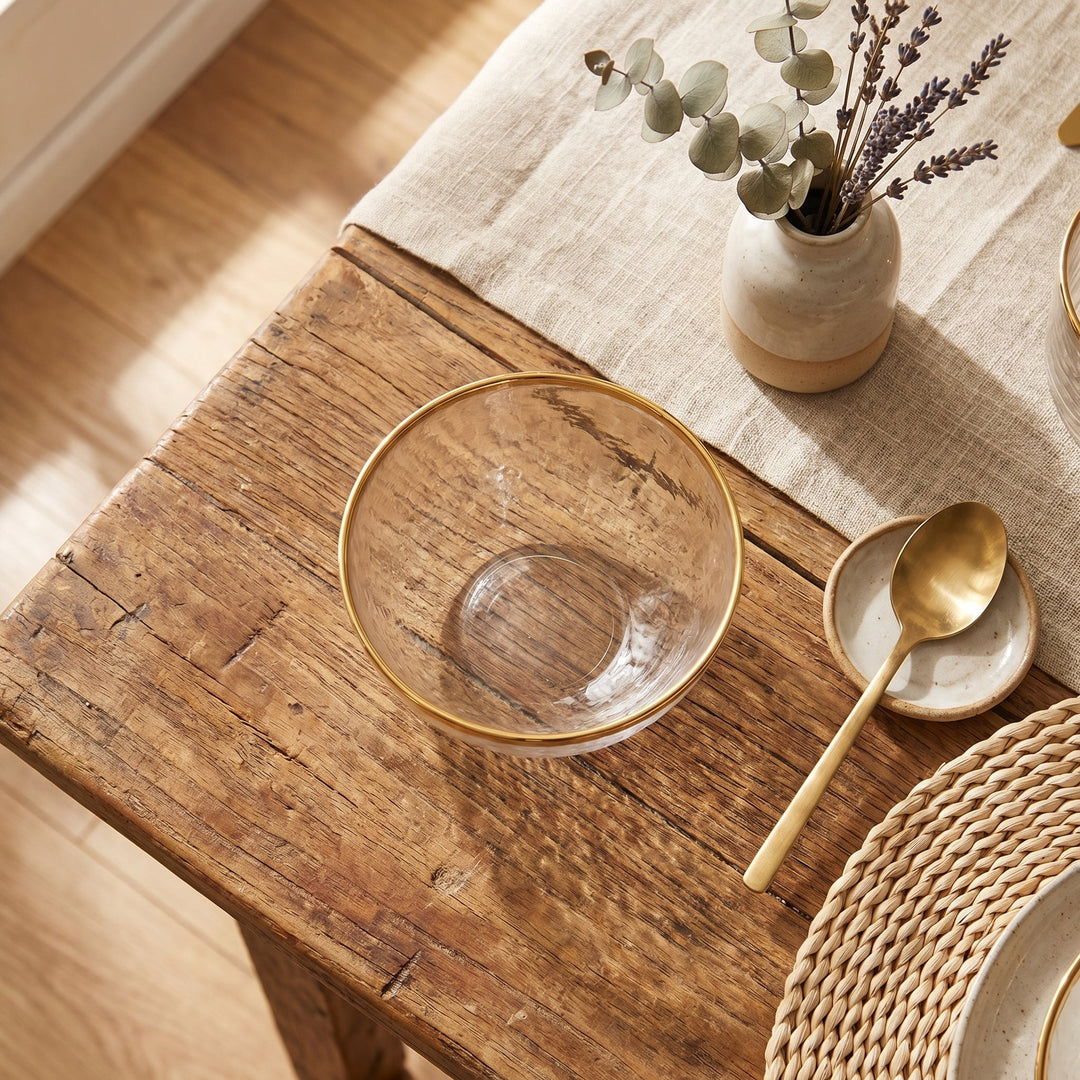 Transparent Tableware with Gold Rim - Tableware - 12.6 cm - Oaksoho