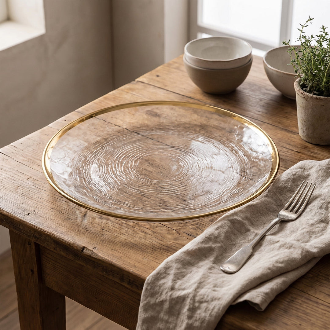 Transparent Tableware with Gold Rim - Tableware - 12.6 cm - Oaksoho