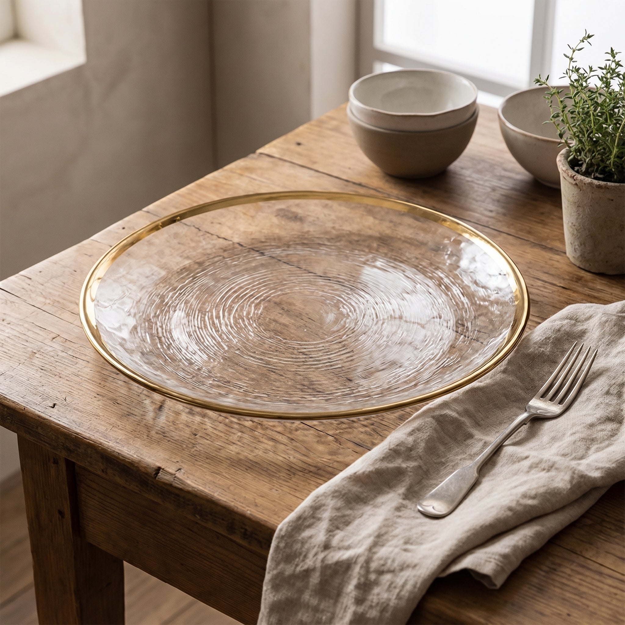 Transparent Tableware with Gold Rim - Tableware - 12.6 cm - Oaksoho