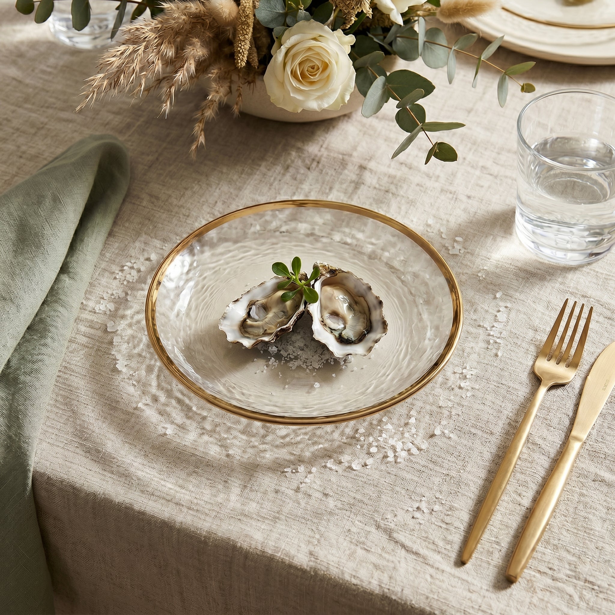 Transparent Tableware with Gold Rim - Tableware - 12.6 cm - Oaksoho