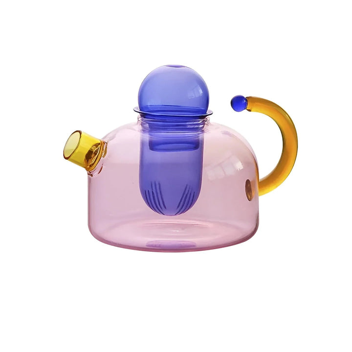 Transparent Teapot with Cups made of Borosilicate Glass - Pink - Oaksoho